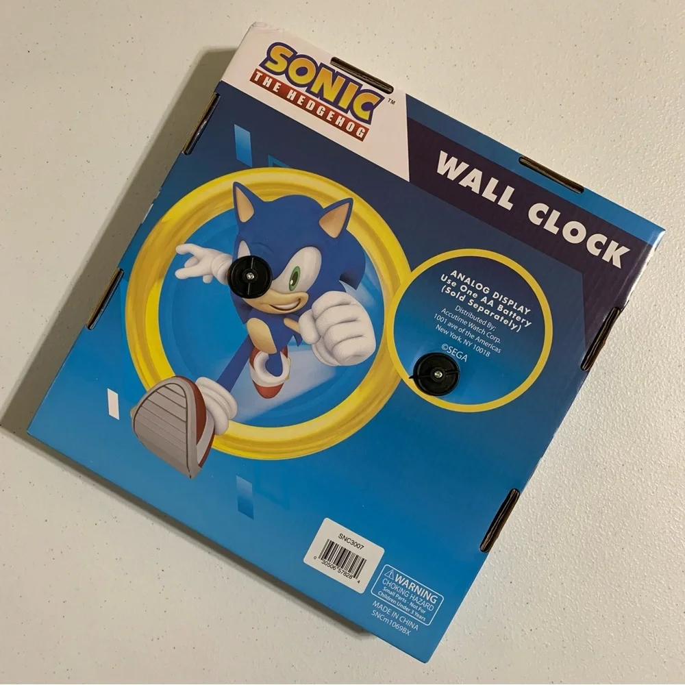 Sega Sonic The Hedgehog Analog Wall Clock-NIB